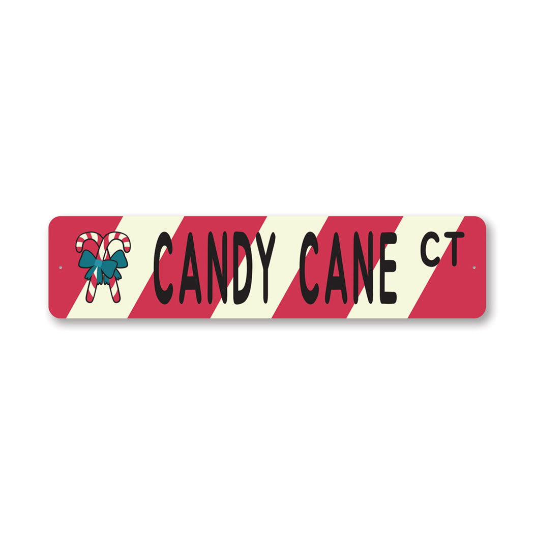 Candy Cane Street Metal Sign