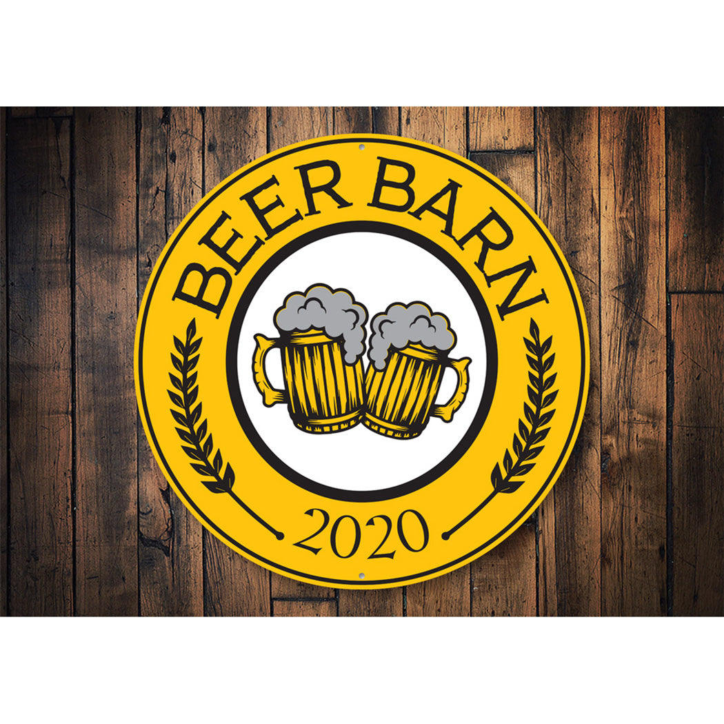 Beer Barn with Year, Bar Sign, Pub Sign