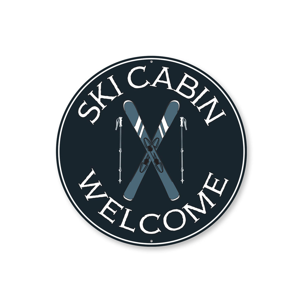 Ski Cabin Welcoem Sign, Ski Sign, Skier Gift Sign