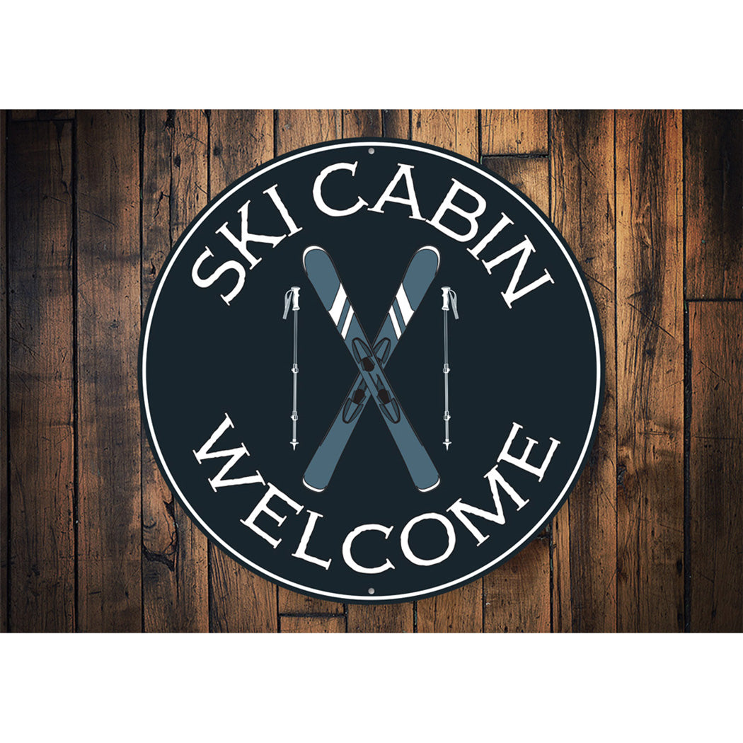 Ski Cabin Welcoem Sign, Ski Sign, Skier Gift Sign