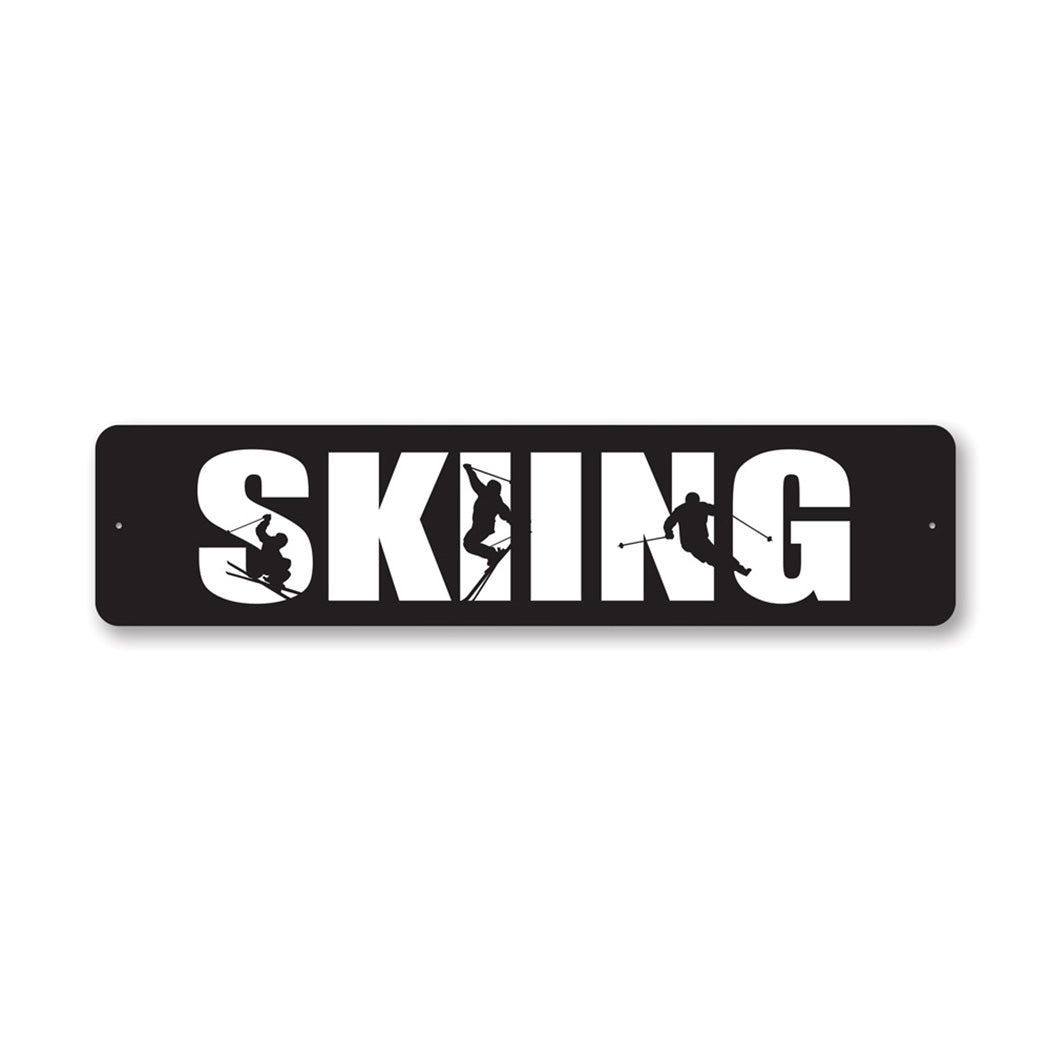 Skiing Metal Sign