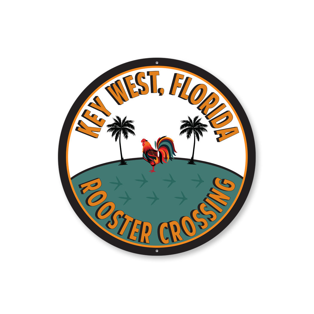 Key West Circle Rooster Sign