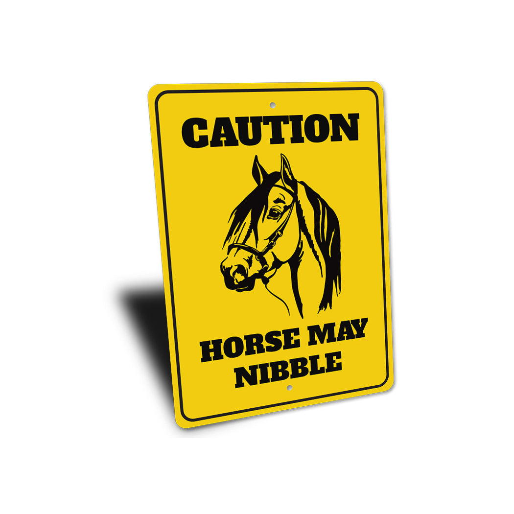 Caution Horse May Nibble Sign