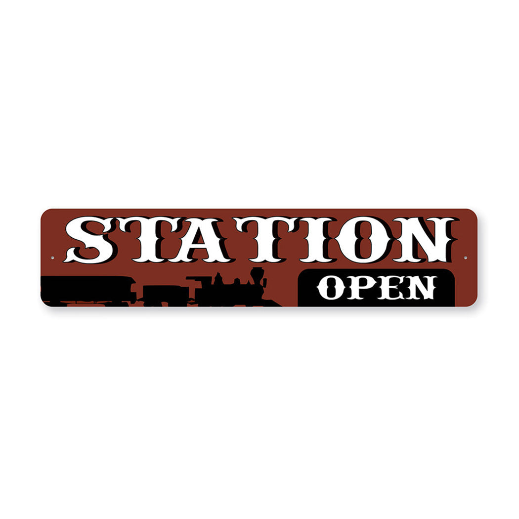 Station Open Metal Sign