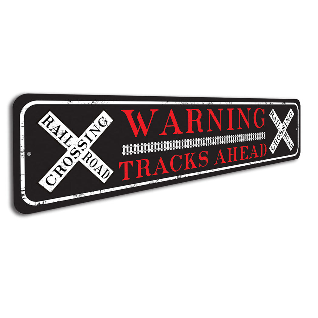Warning Tracks Ahead Sign