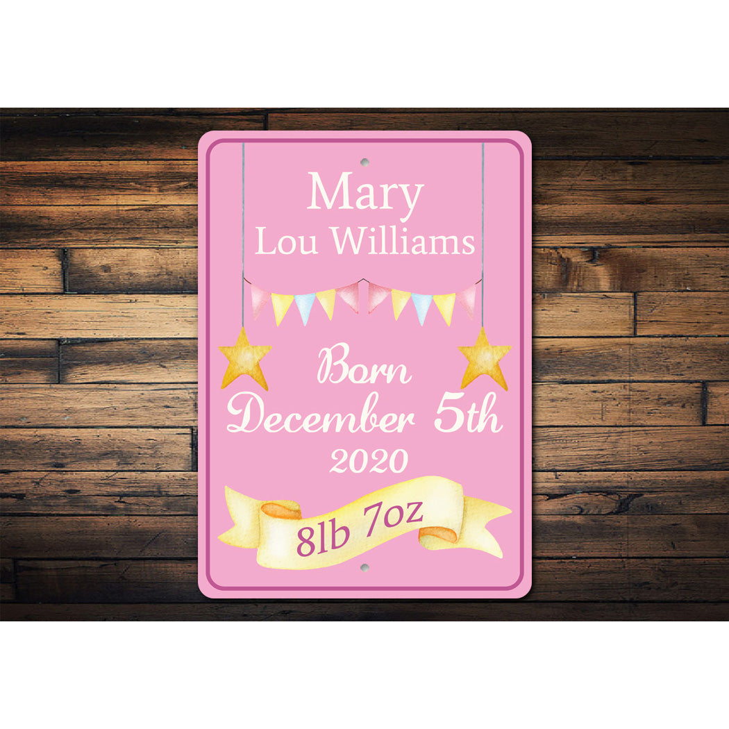 Girl Baby Birth Date Sign