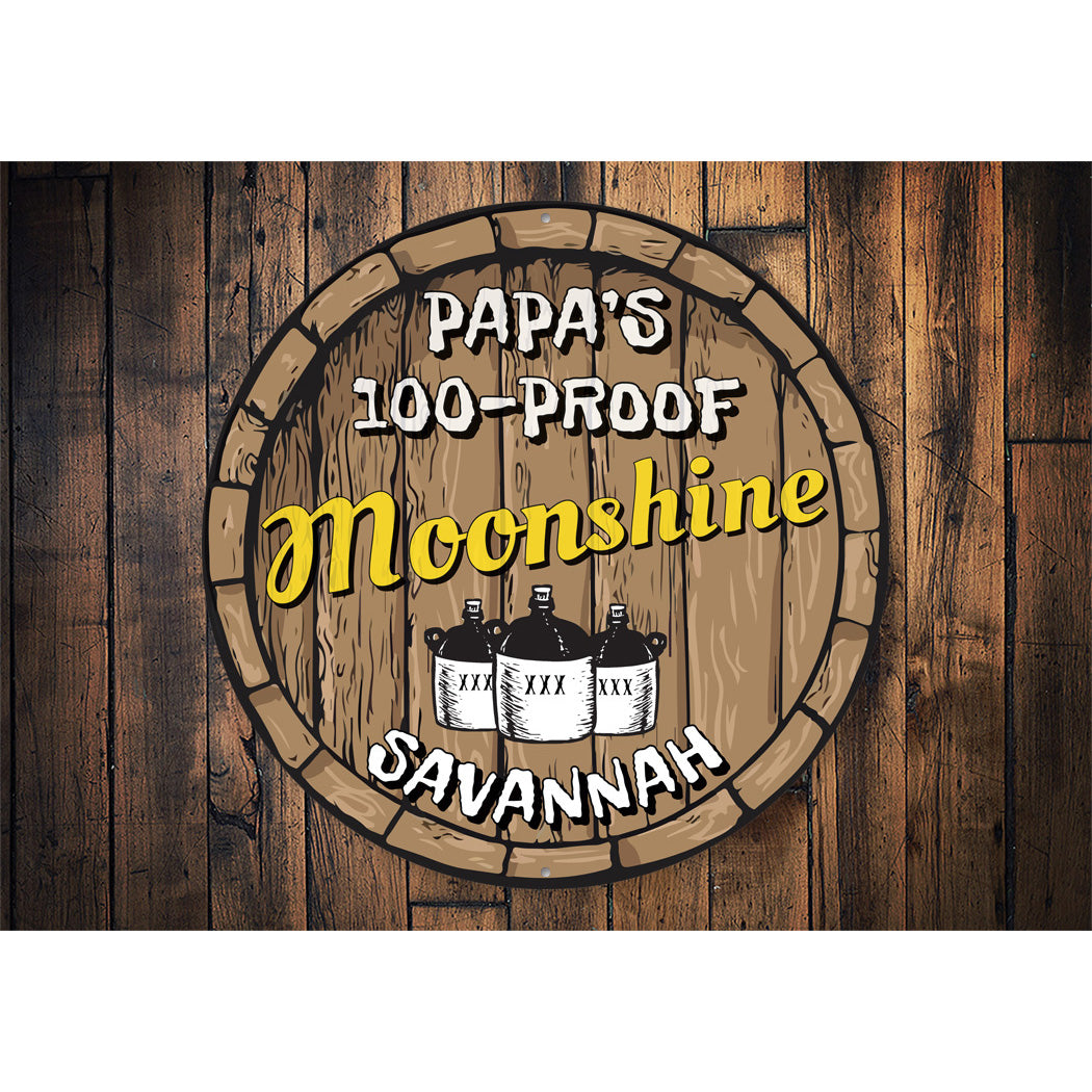 Papa's 100 Proof Moonshine Sign