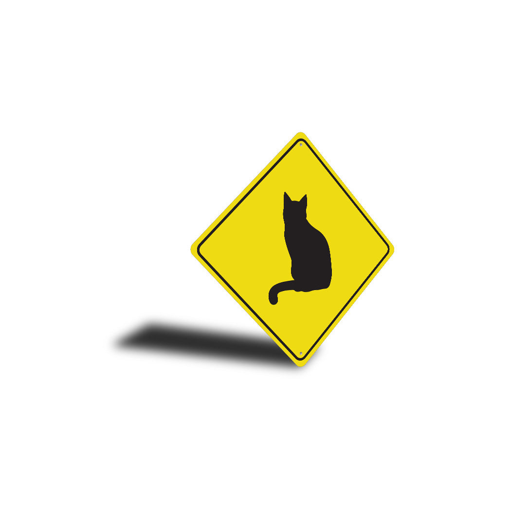 Cat Crossing Diamond Sign