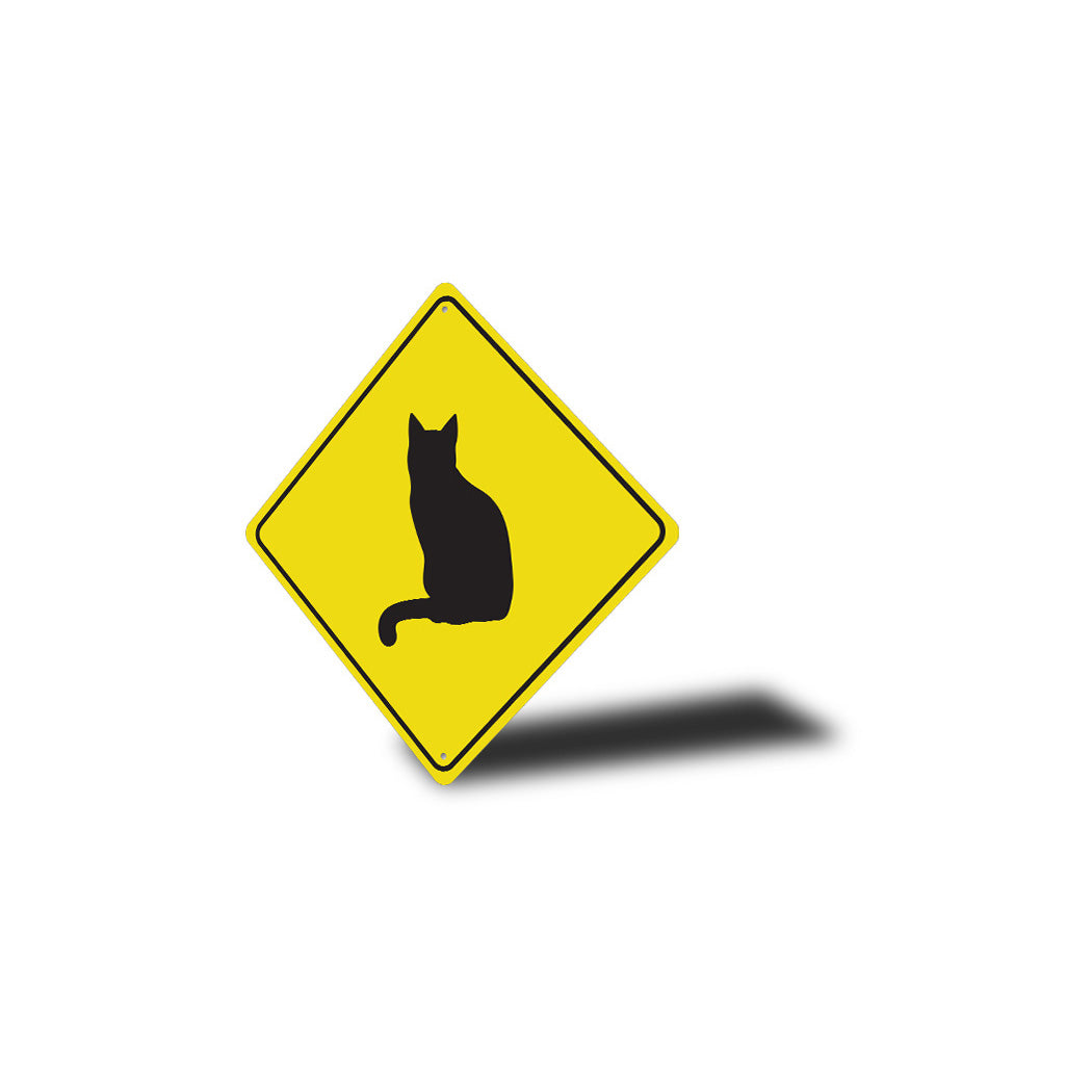 Cat Crossing Diamond Sign