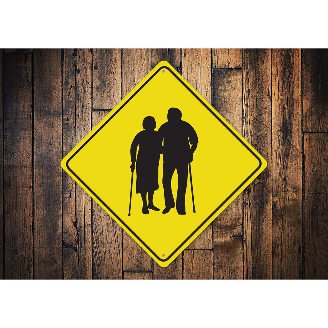 Old People Crossing Diamond Sign