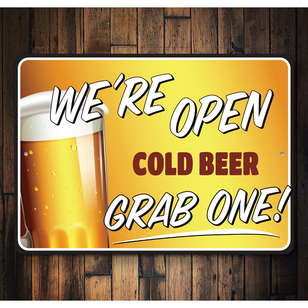 Were Open Cold Beer Sign