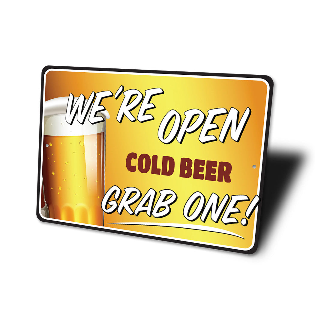 Were Open Cold Beer Sign