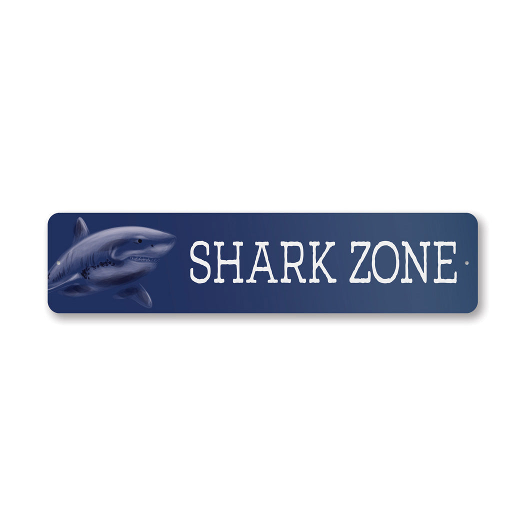 Shark Zone Street Metal Sign
