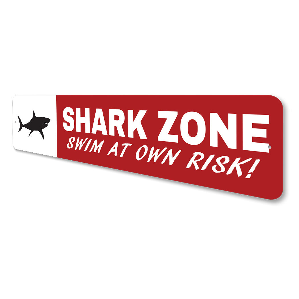 Shark Zone Swim At Own Risk Sign