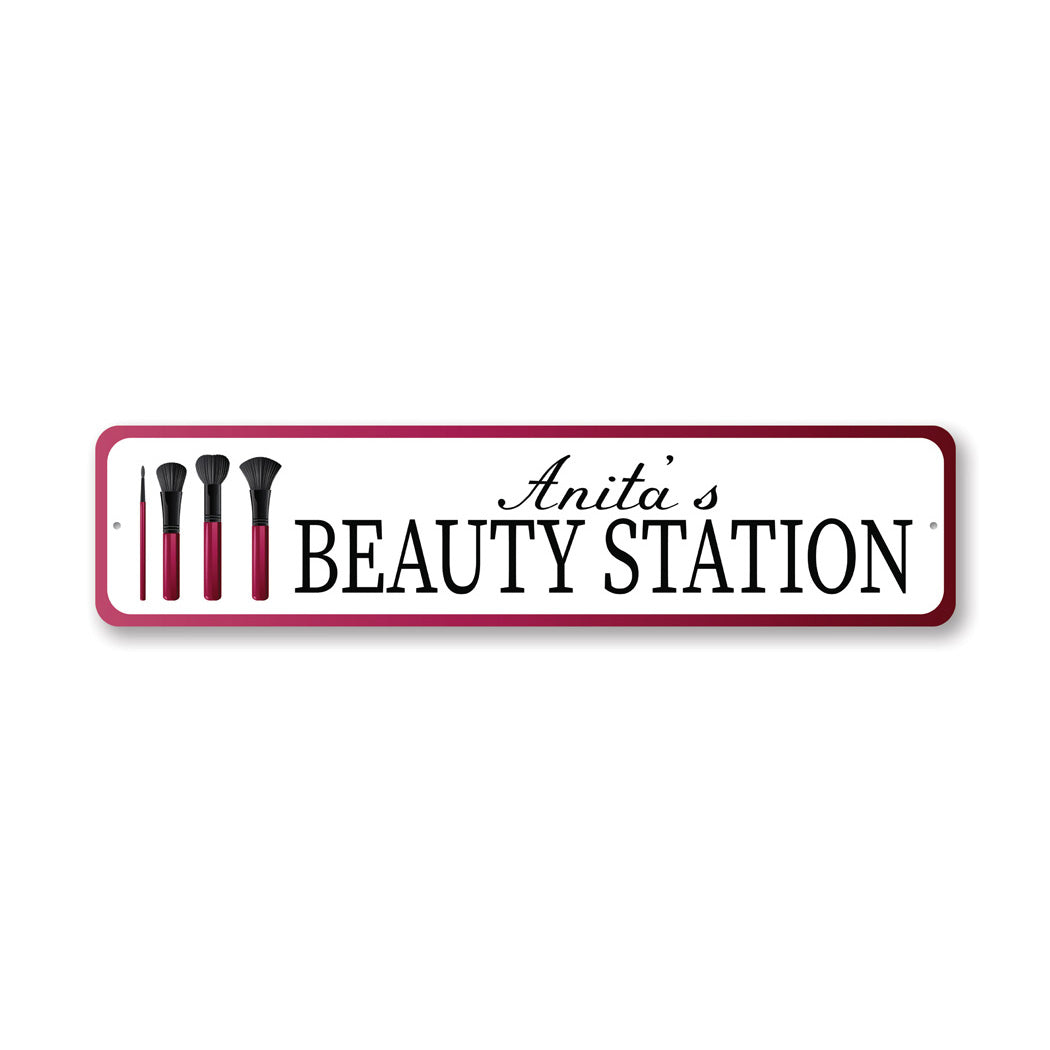 Beauty Station Metal Sign Metal Sign