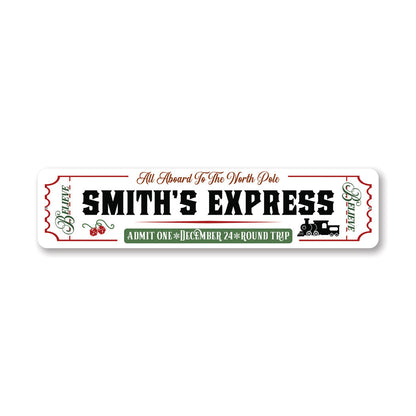 Christmas Train Express Metal Sign