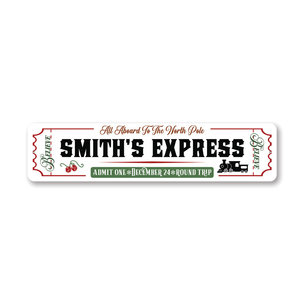 Christmas Train Express Metal Sign