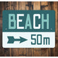 Beach Distance With Arrow Sign