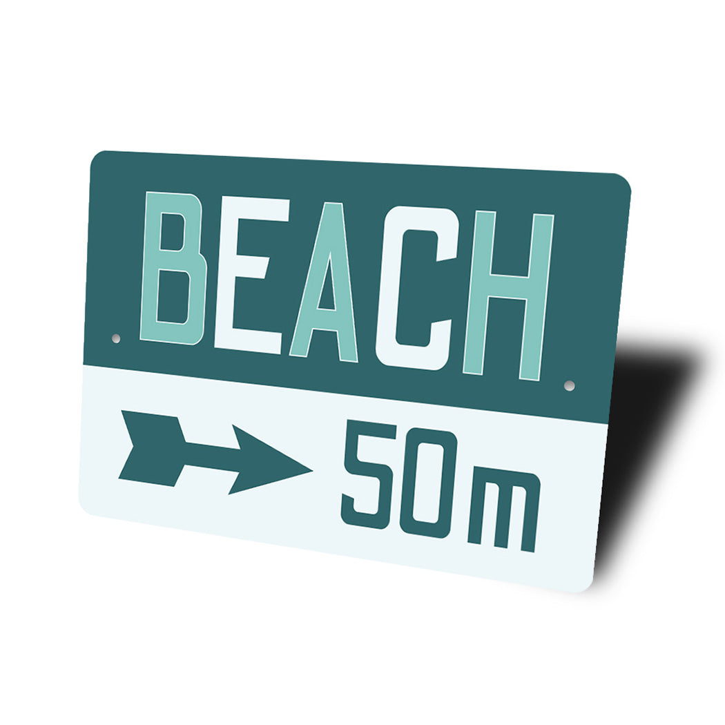 Beach Distance With Arrow Sign