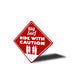 Big Surf Ride With Caution Sign