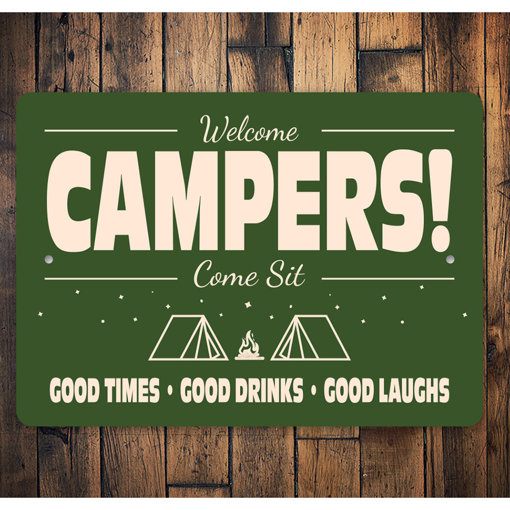 Welcome Campers Come Sit Sign