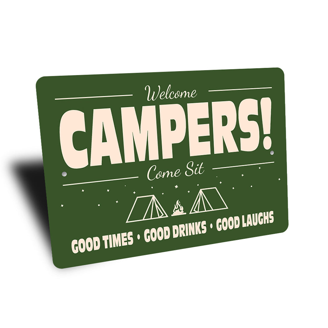 Welcome Campers Come Sit Sign