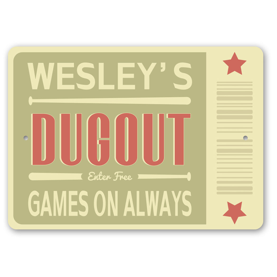 Baseball Dugout Hangout Sign