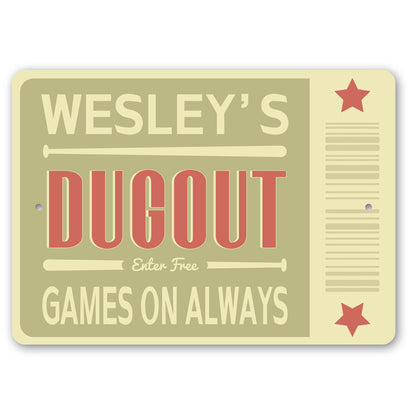 Baseball Dugout Hangout Sign