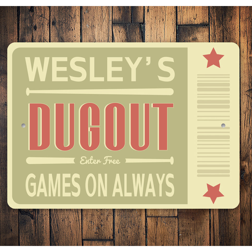 Baseball Dugout Hangout Sign