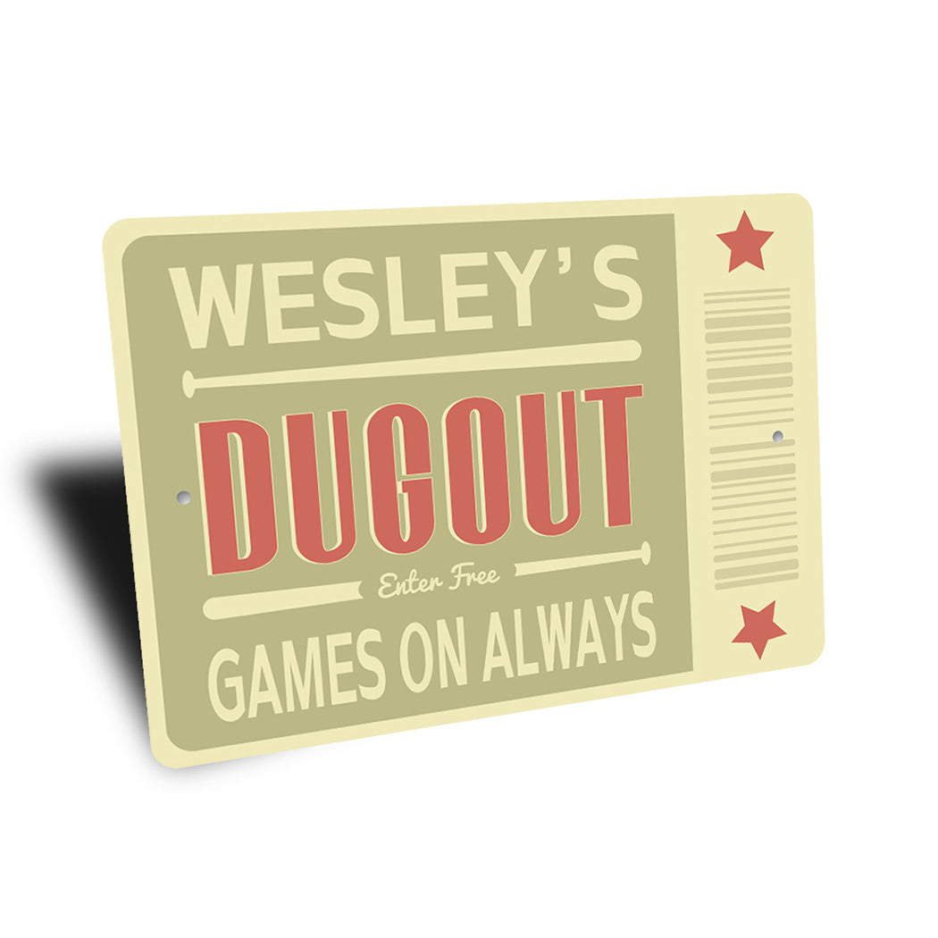 Baseball Dugout Hangout Sign