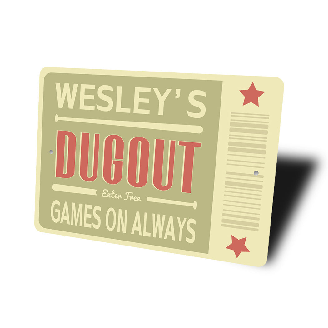 Baseball Dugout Hangout Sign