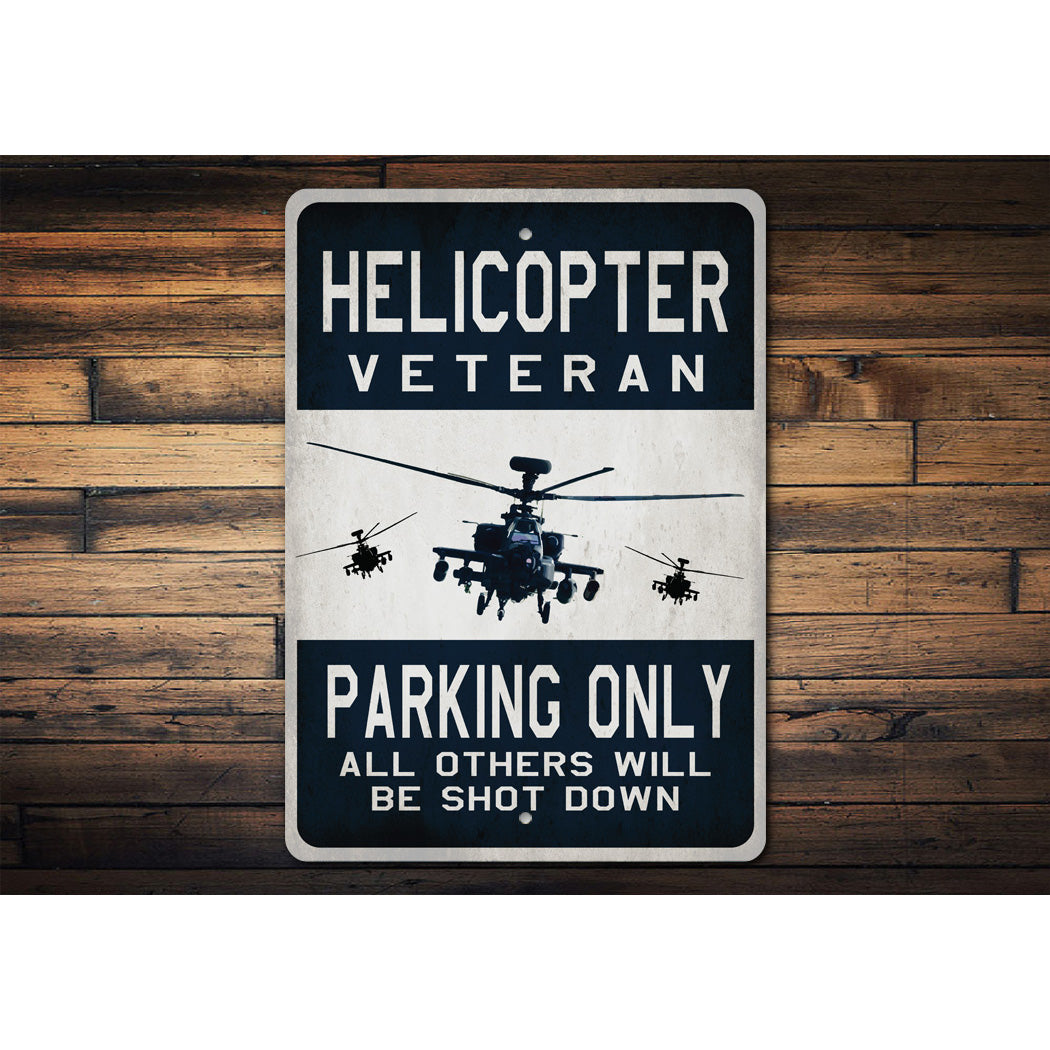 Helicopter Veteren Parking Sign
