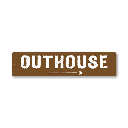 Outhouse Direction Metal Sign