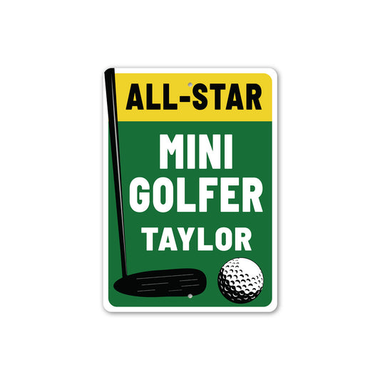 All Star Mini Golfer Metal Sign