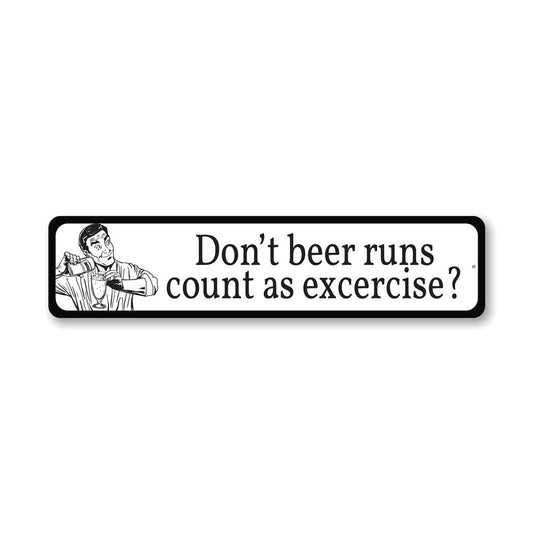 Beer Run Exercise Metal Sign