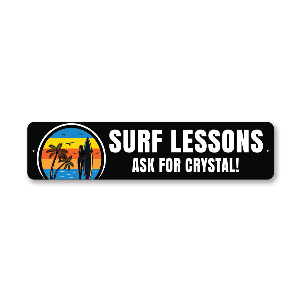Surf Lesson Ask For Help Metal Sign