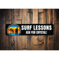 Surf Lesson Ask For Help Sign