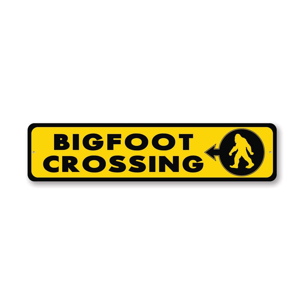 Bigfoot Crossing Direction Metal Sign