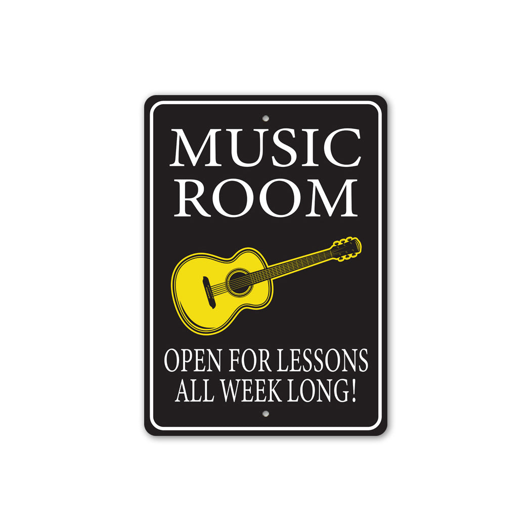 Music Room Lessons Open Sign