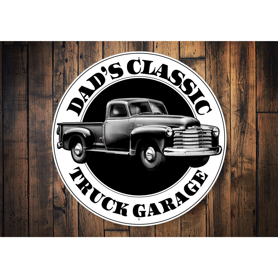 Dads Classic Truck Garage Sign