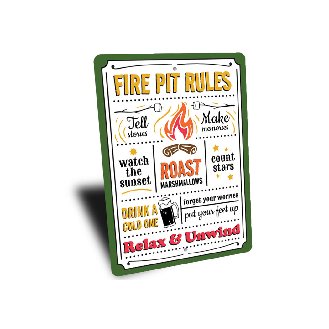 Fire Pit Rules Relax Unwind Sign