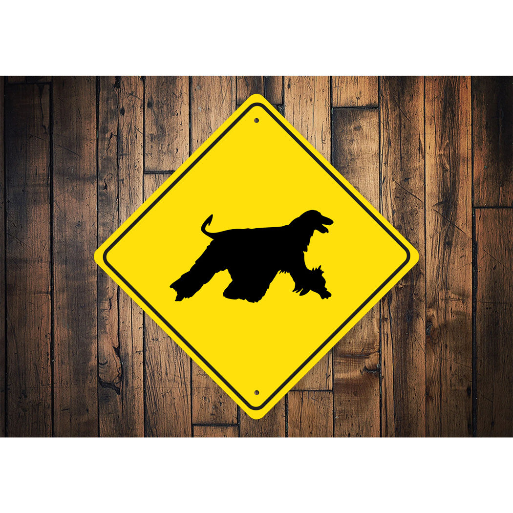 Afghan Hound Crossing Dog Diamond Sign