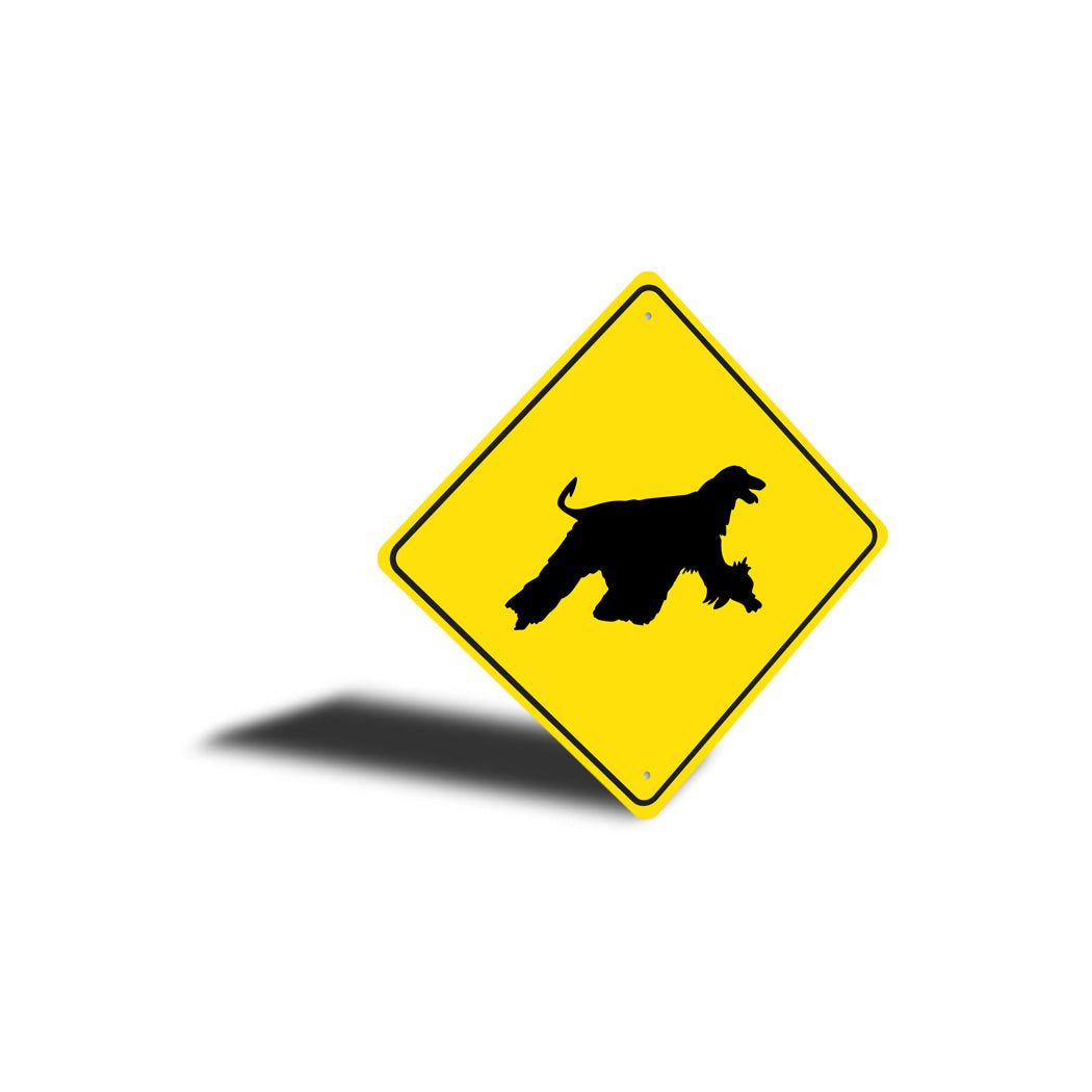 Afghan Hound Crossing Dog Diamond Sign