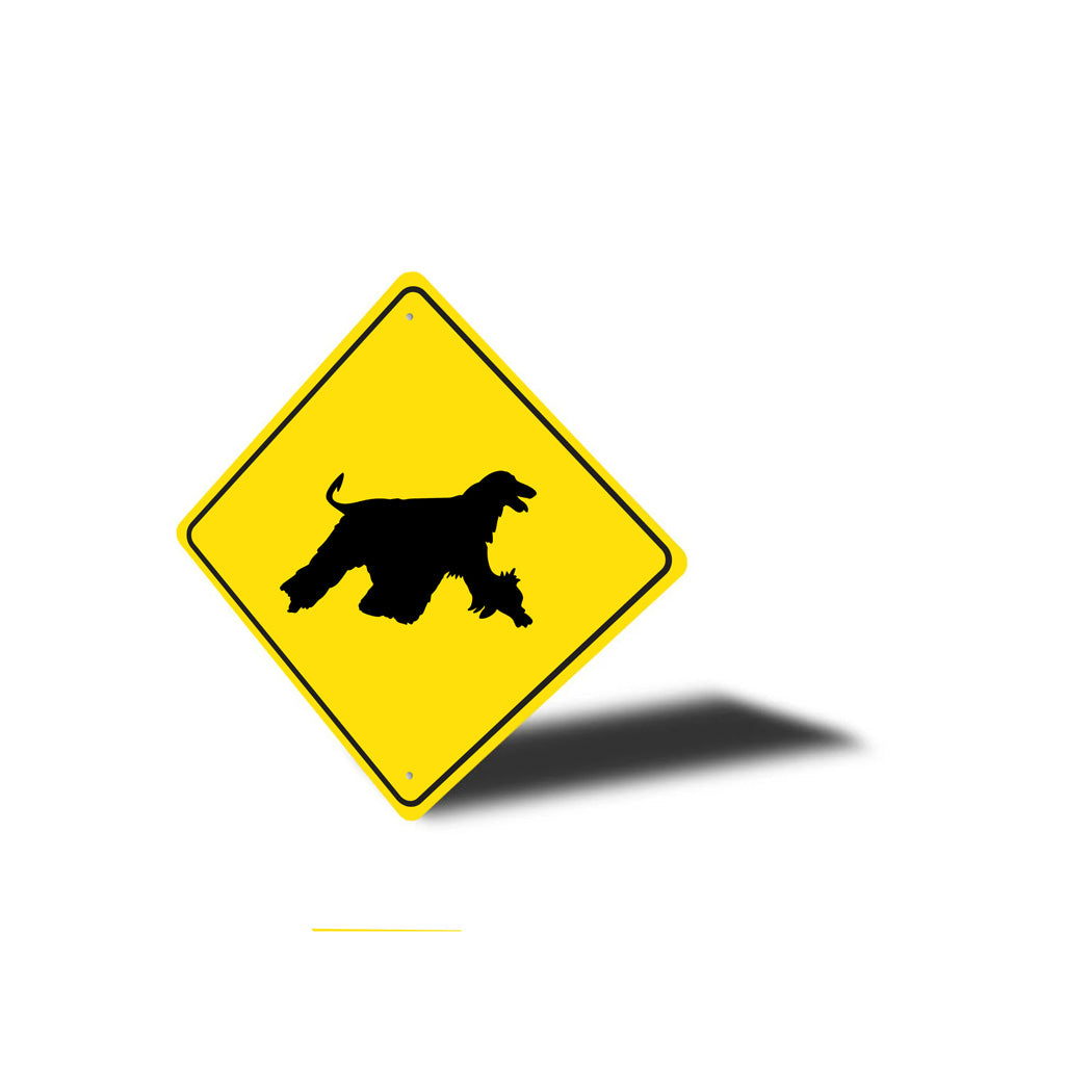 Afghan Hound Crossing Dog Diamond Sign