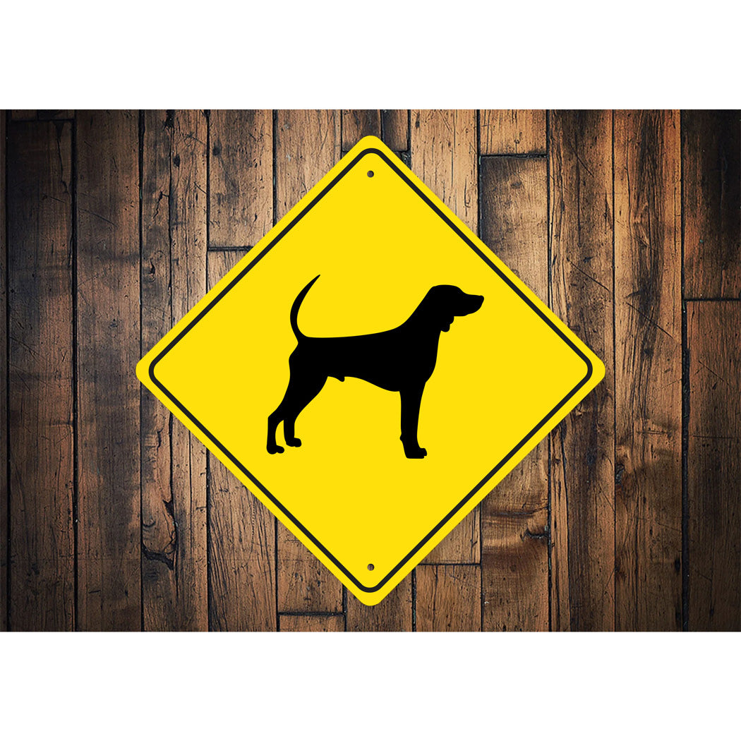 Black and Tan Coonhound Dog Diamond Sign