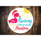 Flock To The Beach Christmas Circle Sign