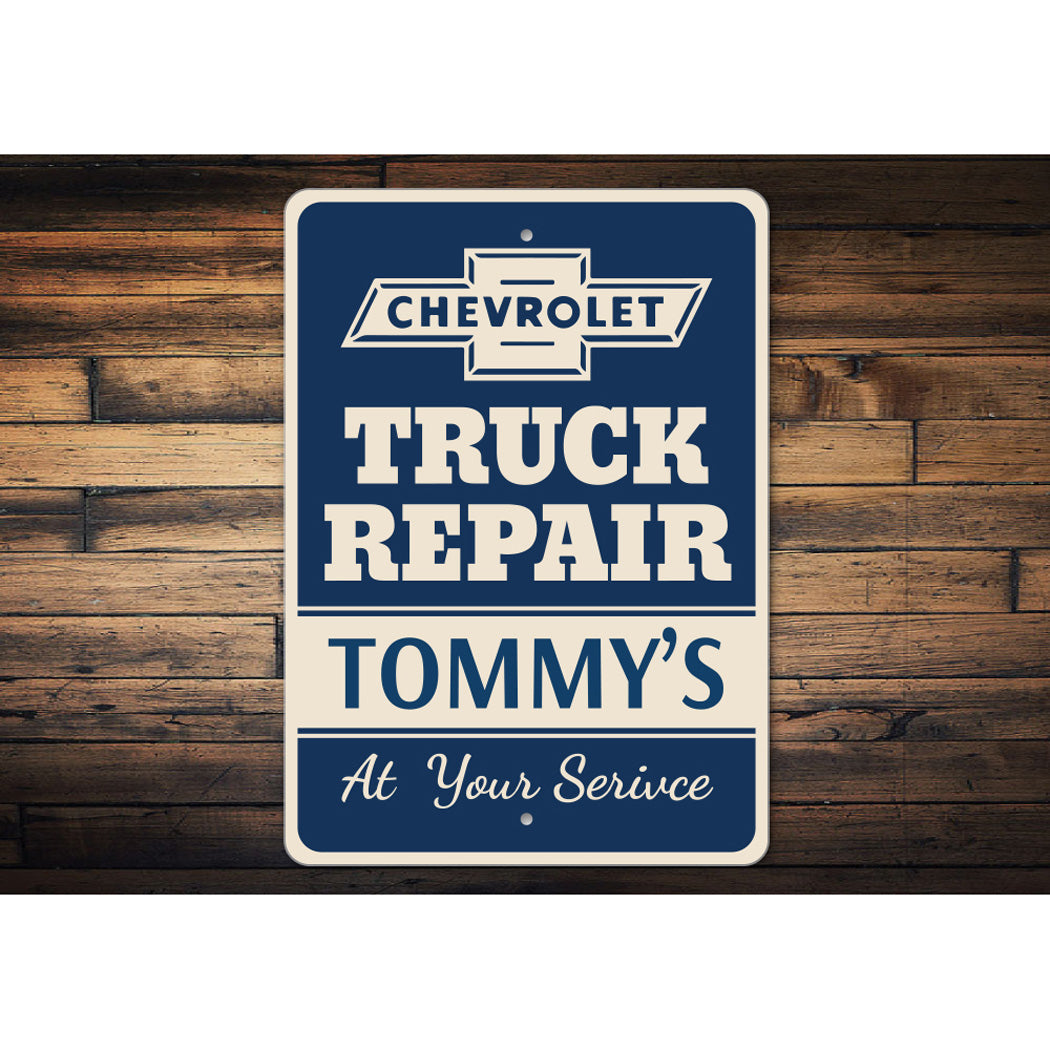 Personalized Chevy Truck Repair Garage Sign