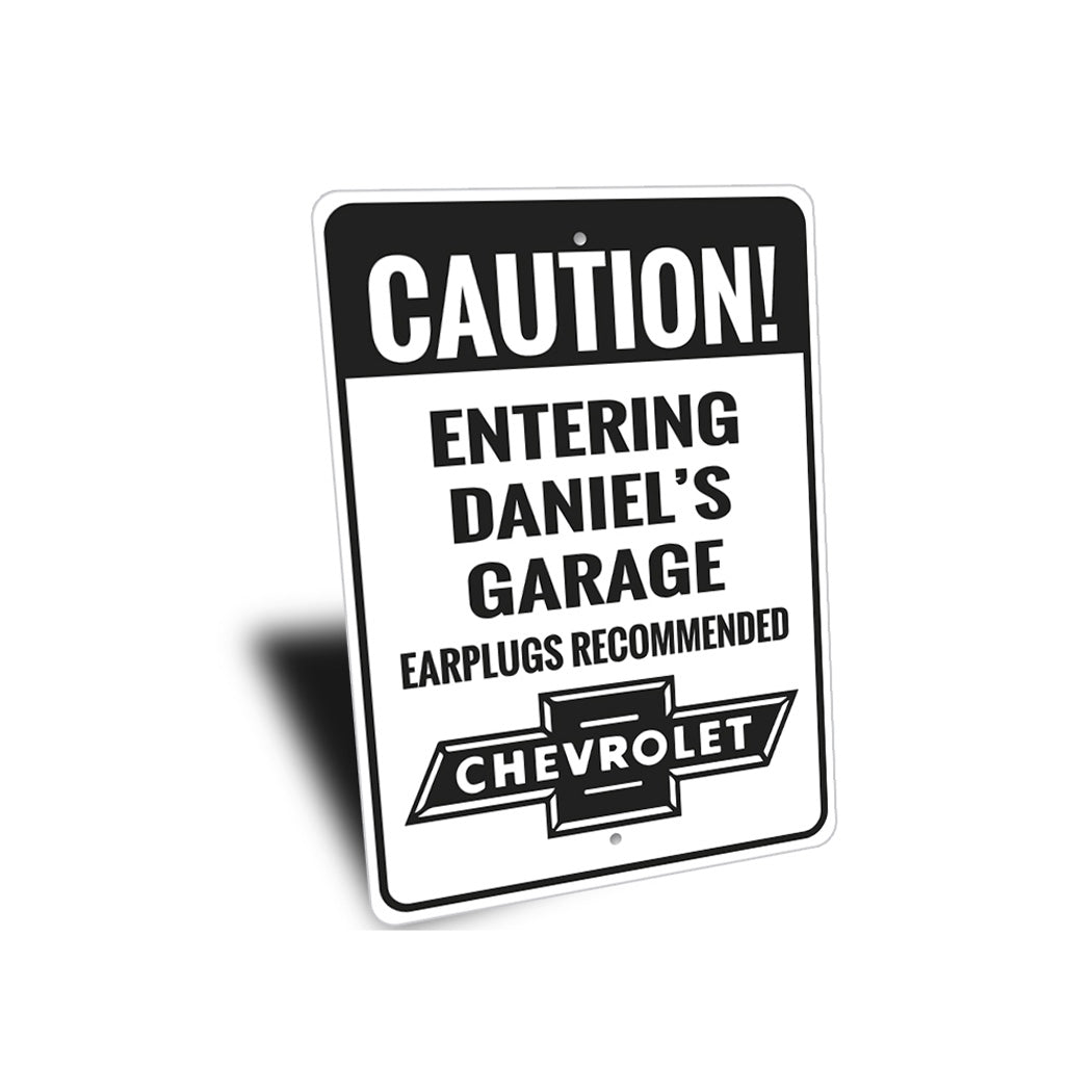 Caution Entering Garage Earplugs Recommended Sign