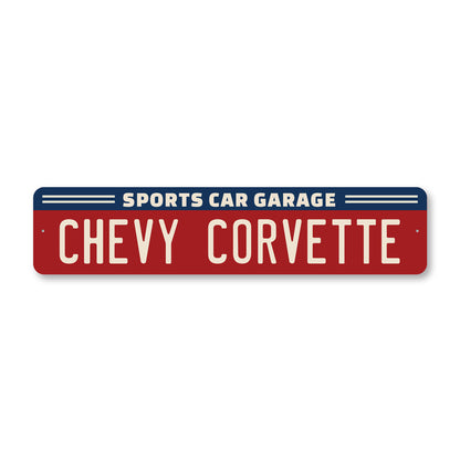 Chevy Corvette Sports Car Garage Sign