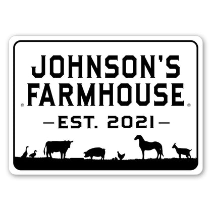 Family Name Farmhouse Established Year Sign